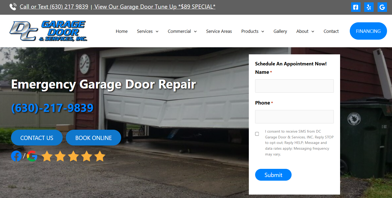 DC Garage Door & Services - Emergency Repair Service page