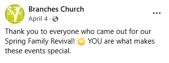 Spring Family Revival post caption