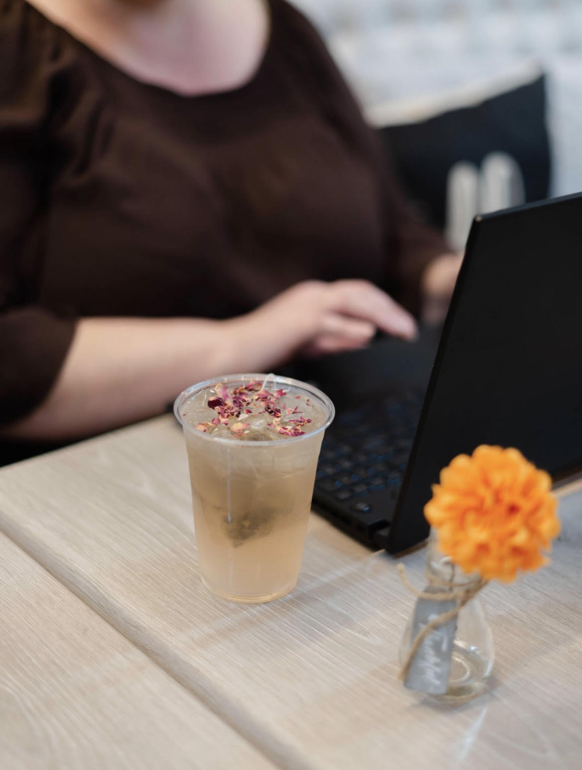 Writing at a cafe